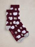 White Stuff Fluffy Sheep and Flower Socks, Plum/Multi