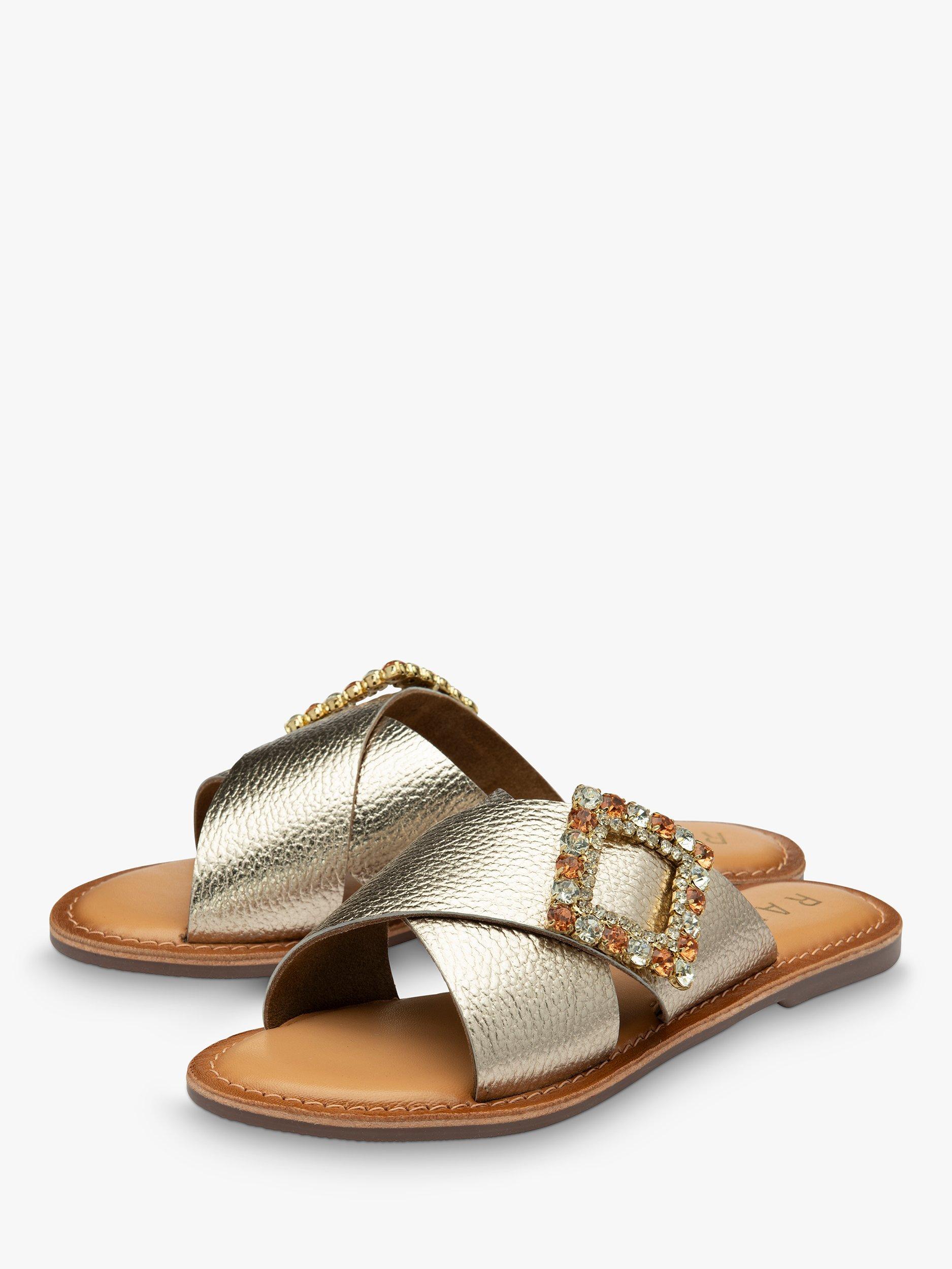 Ravel Polmont Embellished Leather Mule Sandals, Gold, 3