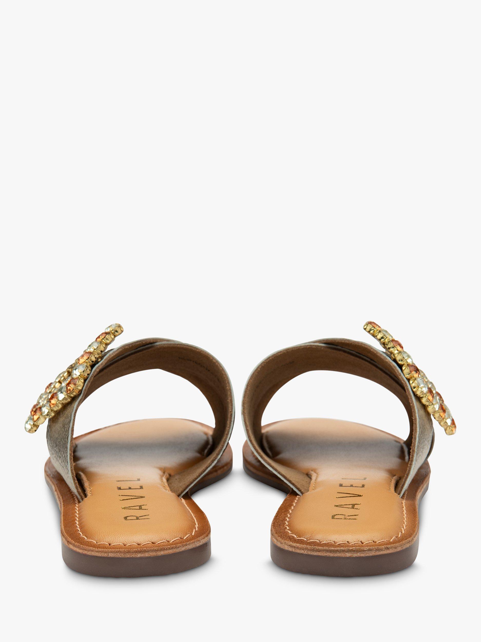 Ravel Polmont Embellished Leather Mule Sandals, Gold, 3