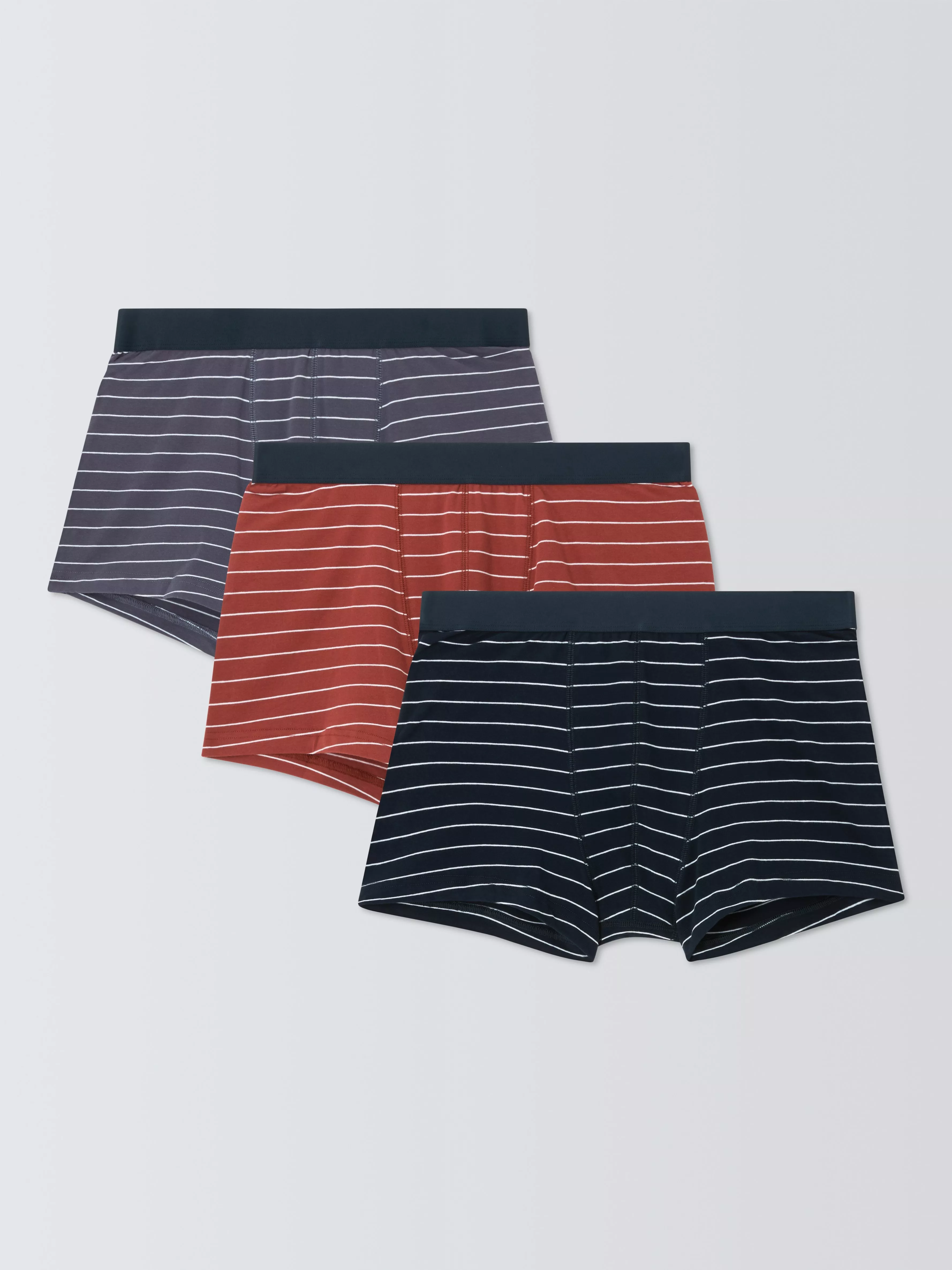 John Lewis Organic Cotton Stripe Print Trunks Pack of 3 Multi