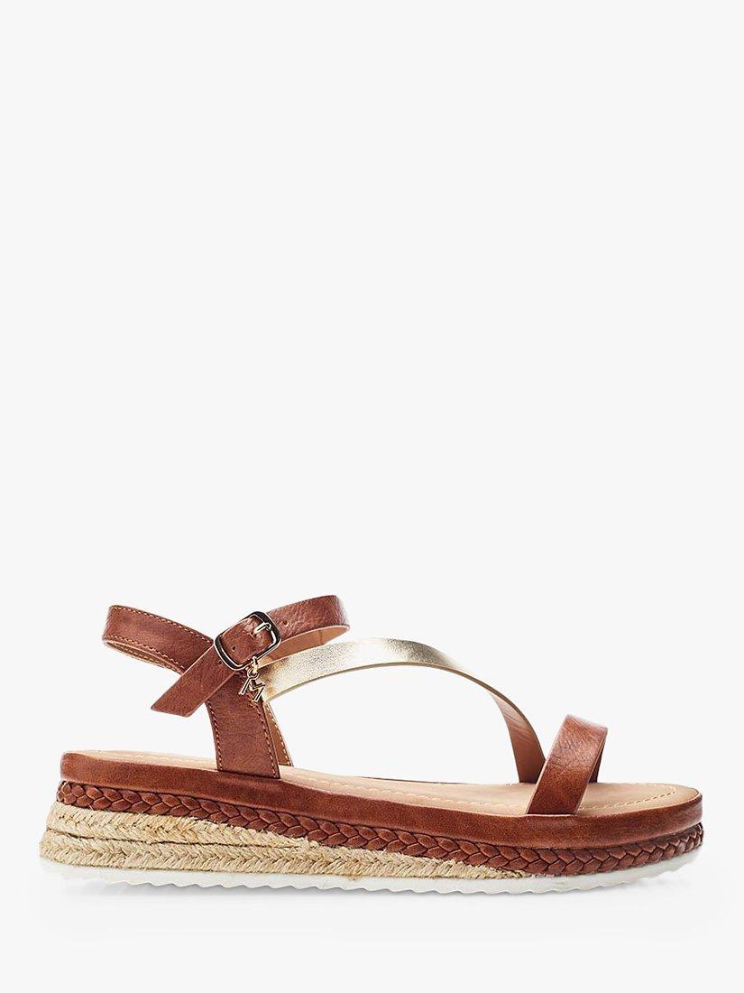Moda in Pelle Nanali Strappy Wedge Espadrille Sandals, Tan/Gold, 4
