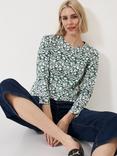 Crew Clothing Cassandra Floral Top, Emerald Green