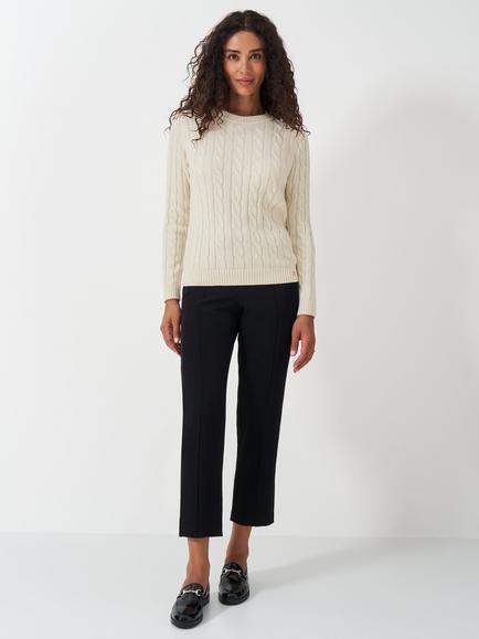 Crew Clothing Chunky Cable Knit Cashmere Blend Jumper - view 2, White