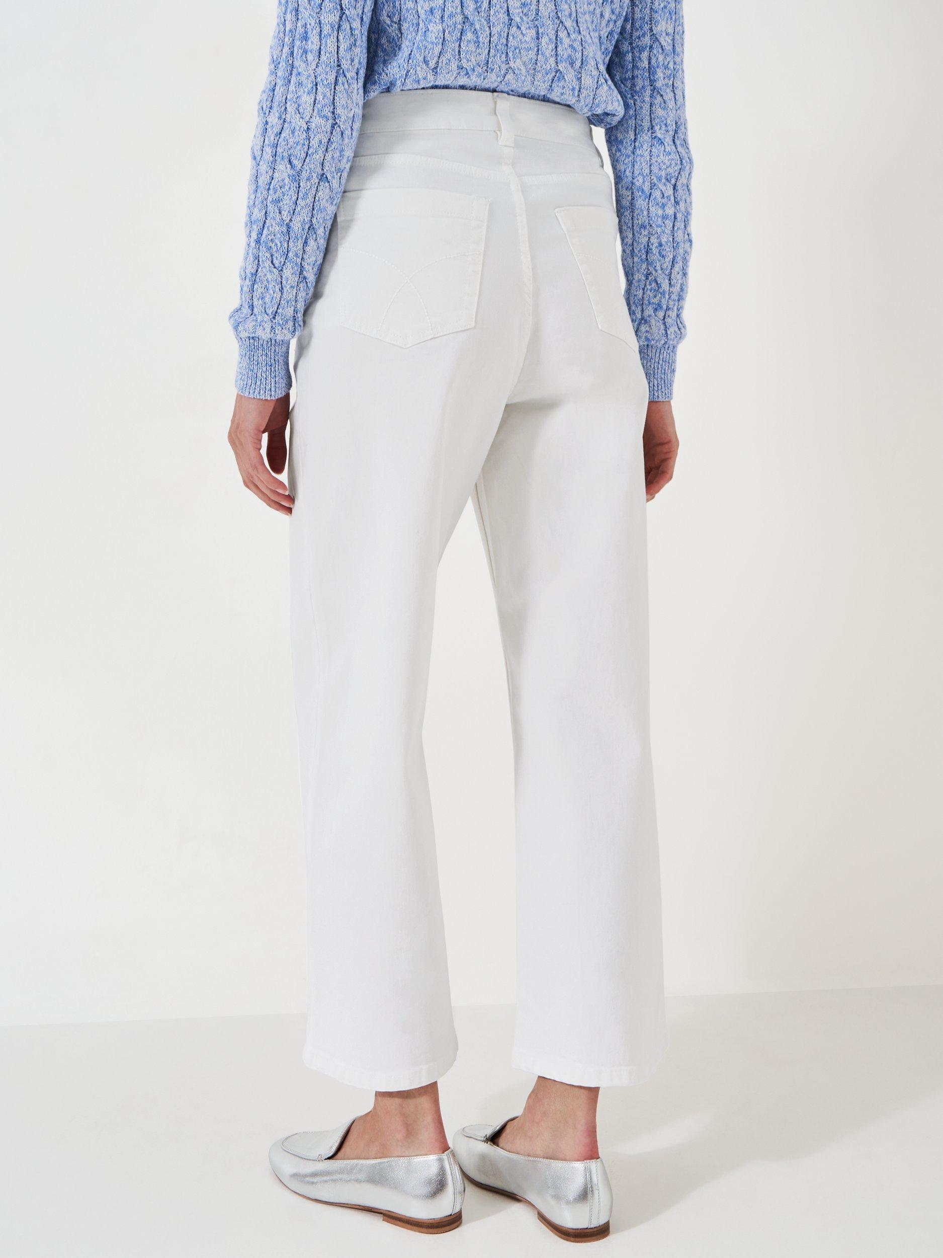 Product image 3 of 5, which shows Crew Clothing Wide Leg Cropped Jeans, White, 8