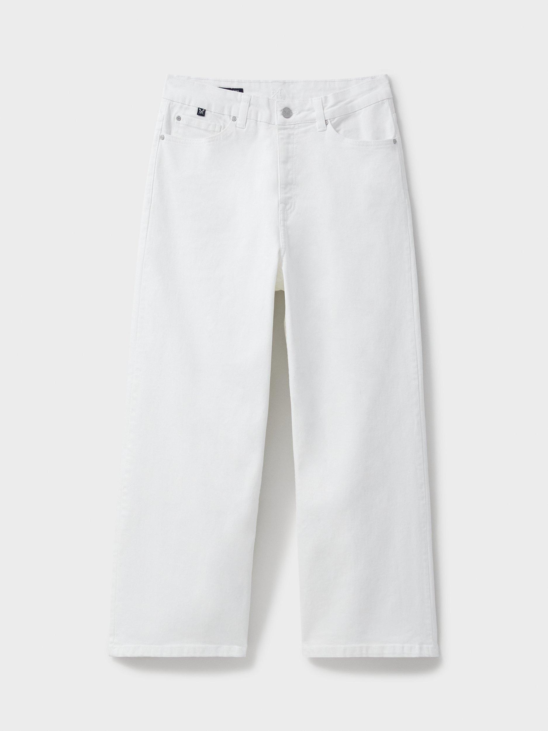 Product image 5 of 5, which shows Crew Clothing Wide Leg Cropped Jeans, White, 8