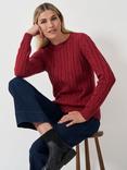 Crew Clothing Chunky Cable Knit Cashmere Blend Jumper, Dark Red