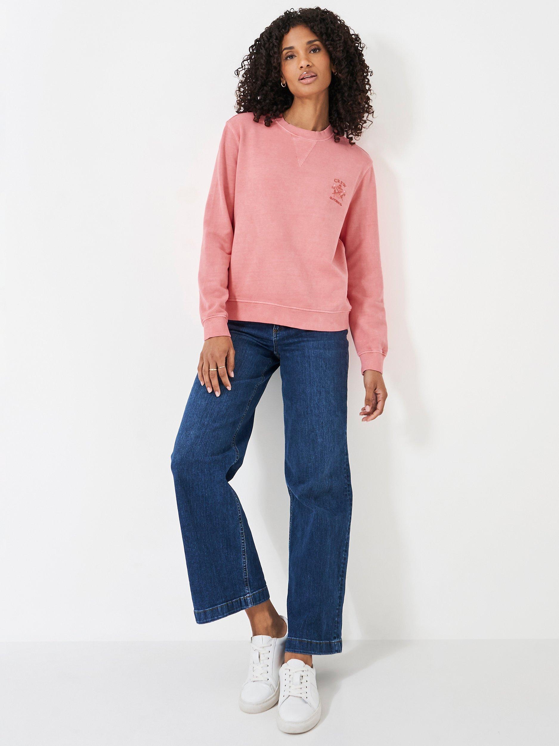 Crew Clothing Pigment Dyed Crew Neck Sweatshirt Coral