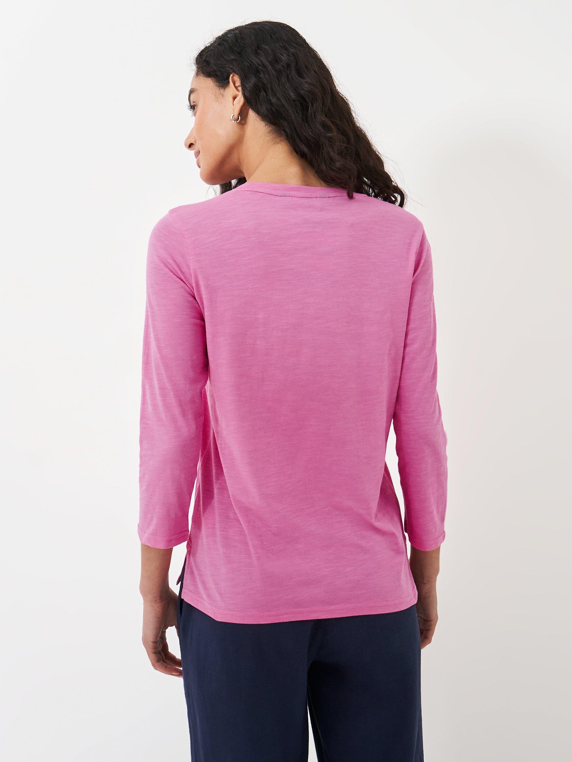 Crew Clothing Perfect Slub Crew Neck Top, Rose Pink