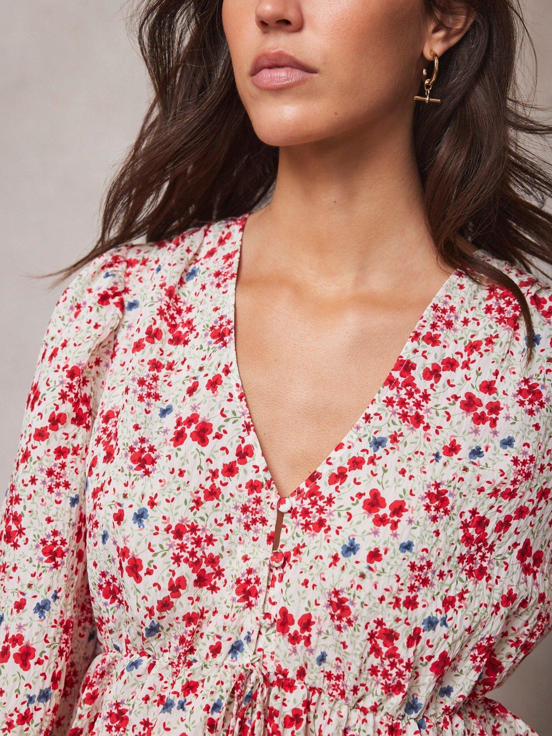 Mint Velvet Floral Print Blouse Red Multi