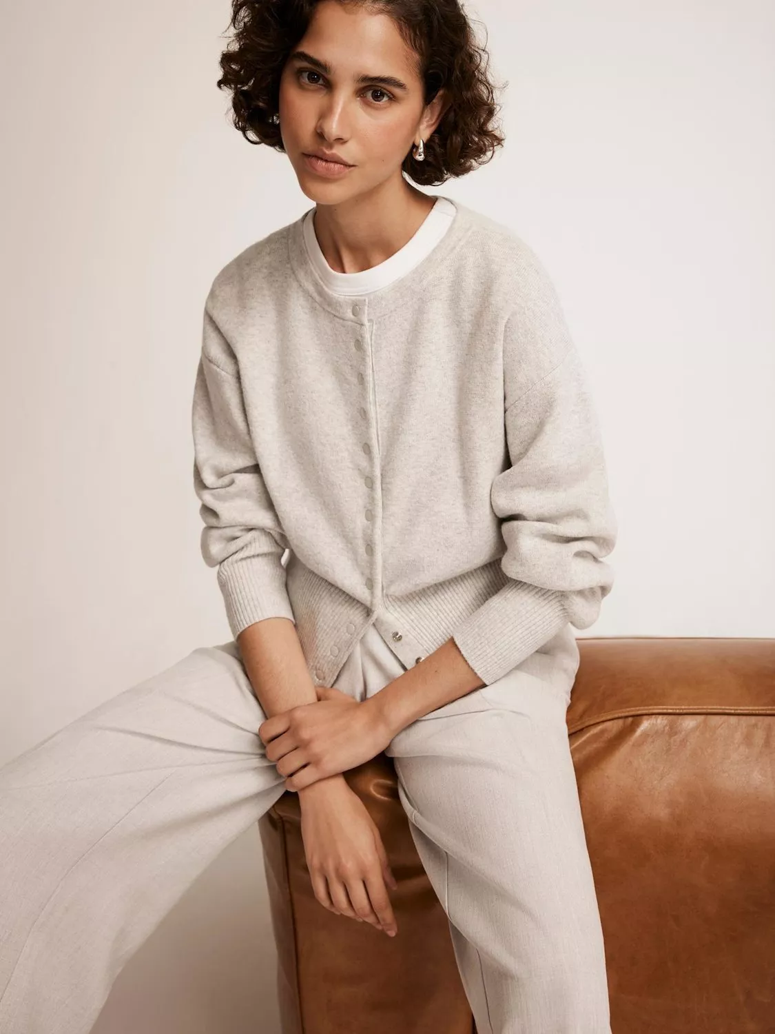 Mint Velvet Cotton Blend Cardigan Grey