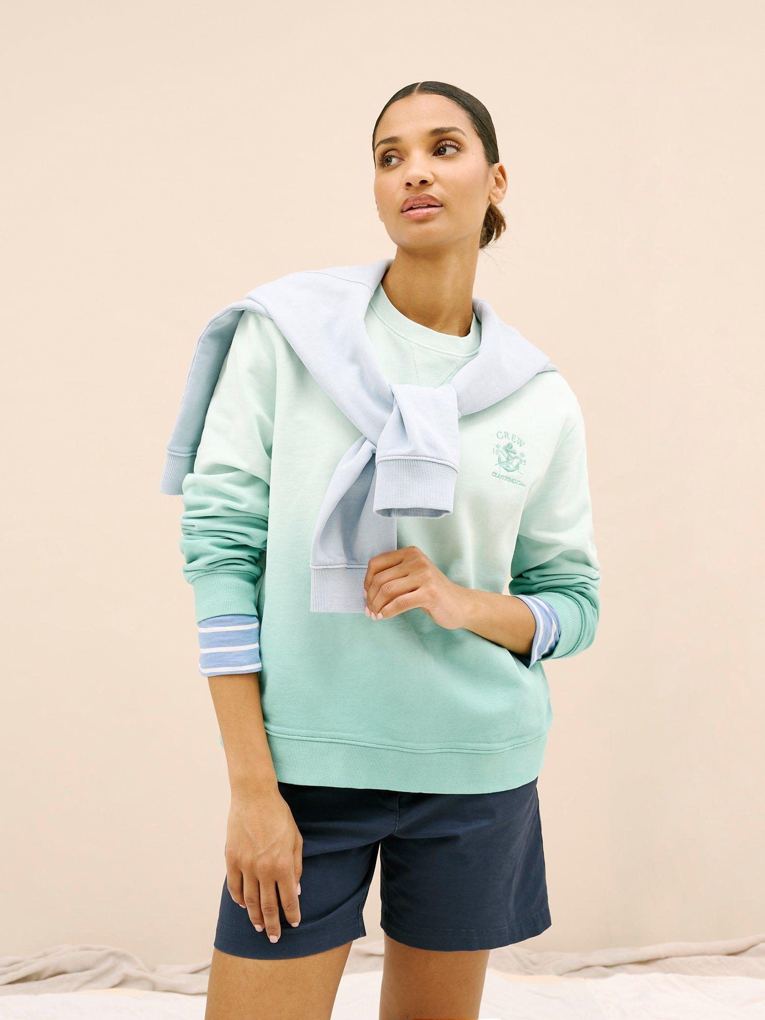 Product image 1 of 6, which shows Crew Clothing Ombre Crew Neck Sweatshirt, Light Green, 8
