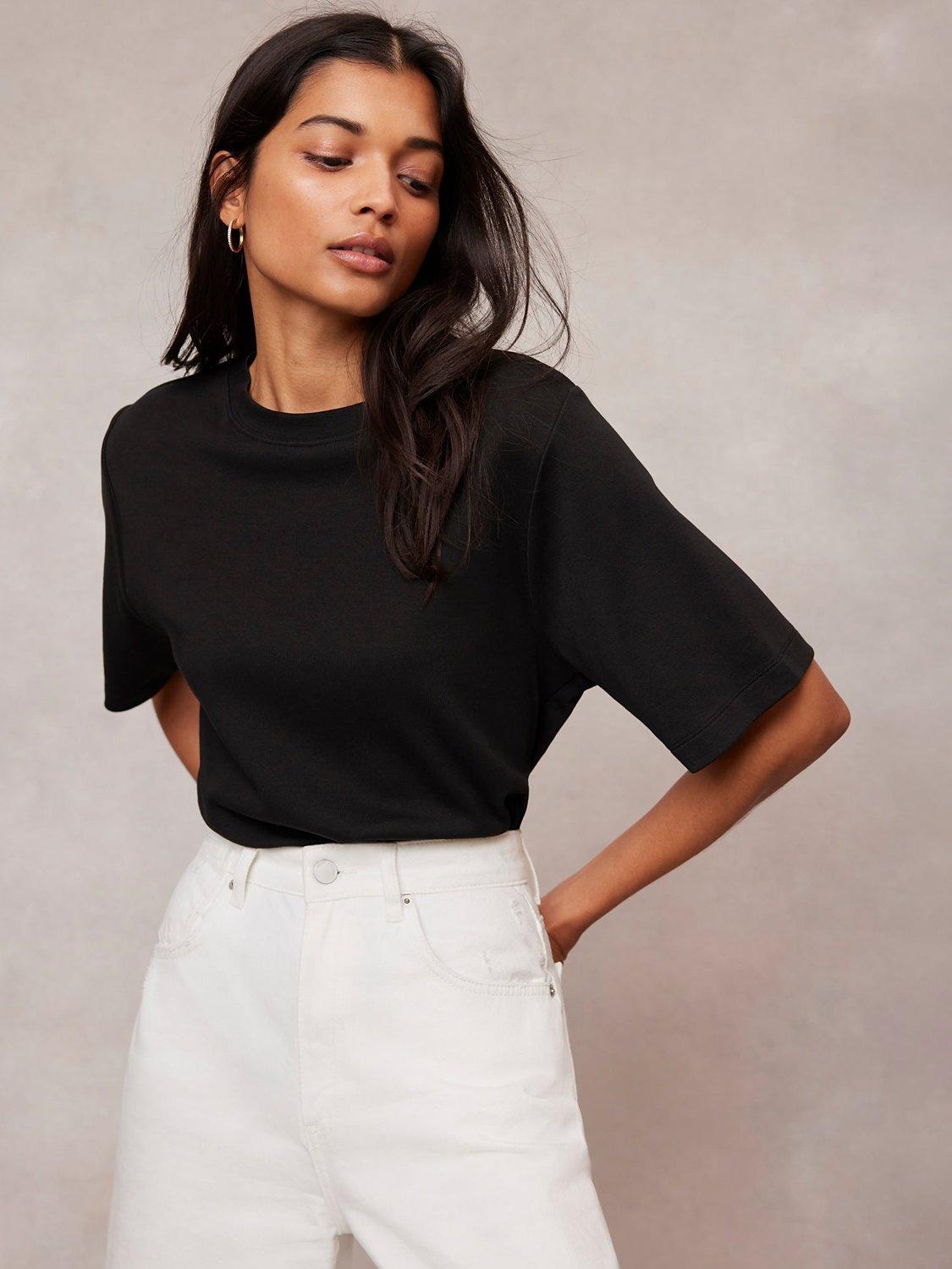 Product image 2 of 8, which shows Mint Velvet Utimate Cotton T-Shirt, Black, L