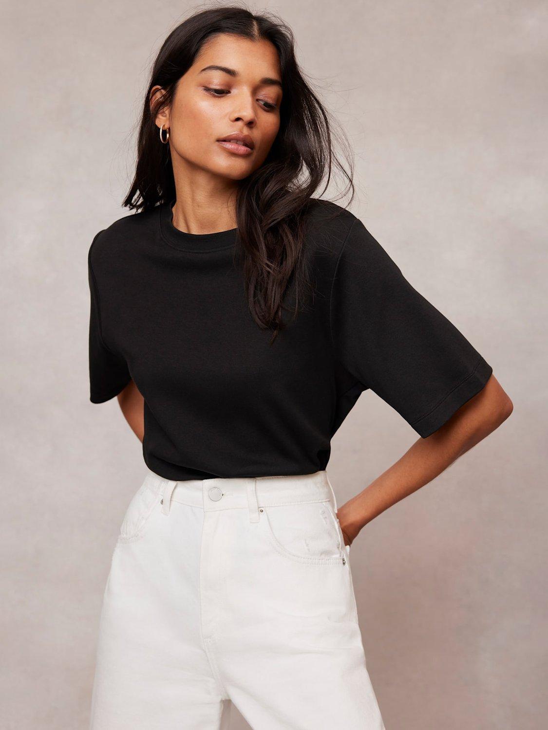 Product image 3 of 8, which shows Mint Velvet Utimate Cotton T-Shirt, Black, L