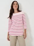 Crew Clothing Ultimate Breton Stripe Top, Pink/Multi