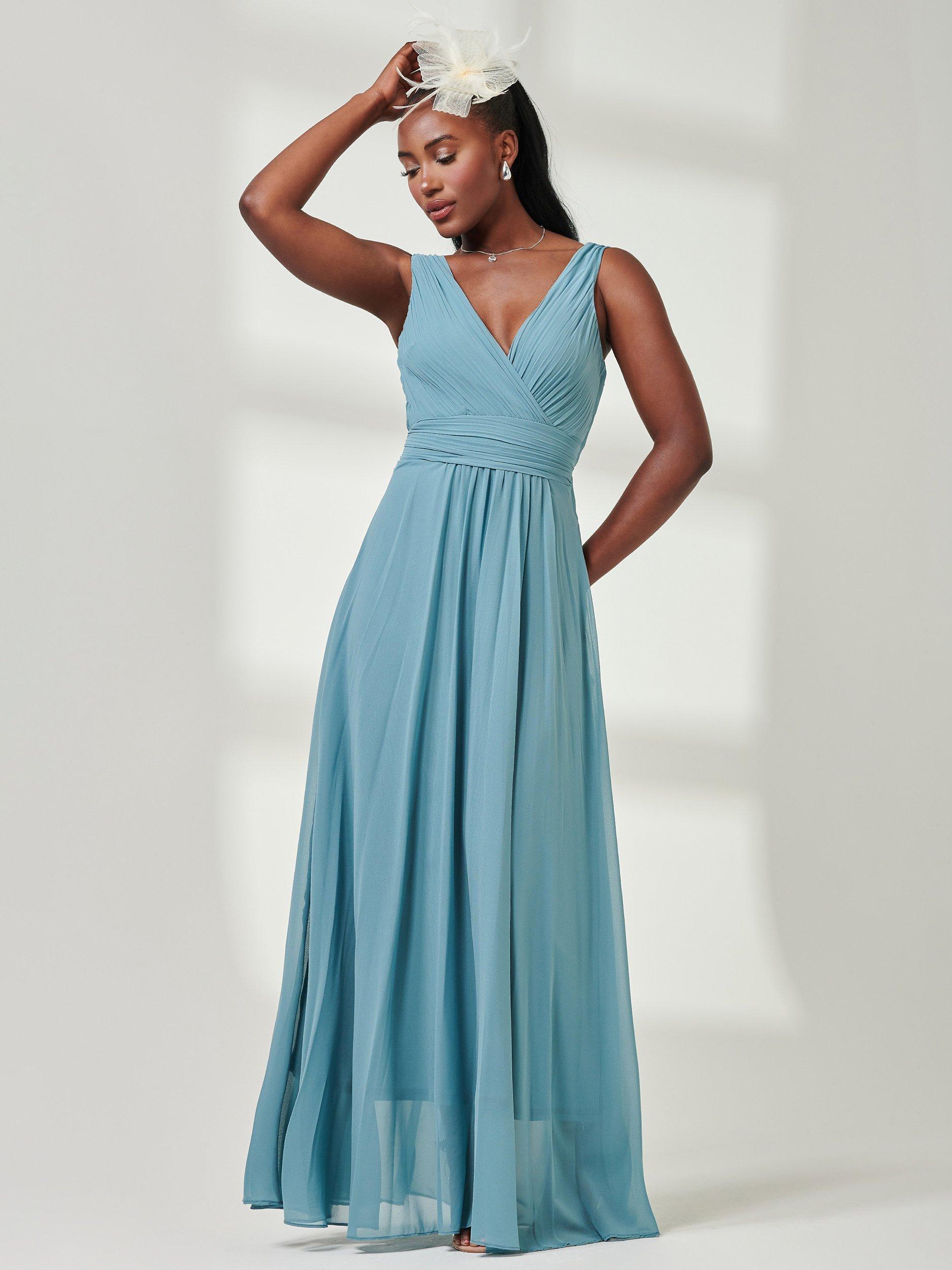 Jolie Moi Pleated Bodice Chiffon Maxi Dress, Dusty Green