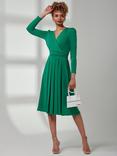 Jolie Moi Plain Long Sleeve Jersey Midi Dress, Green