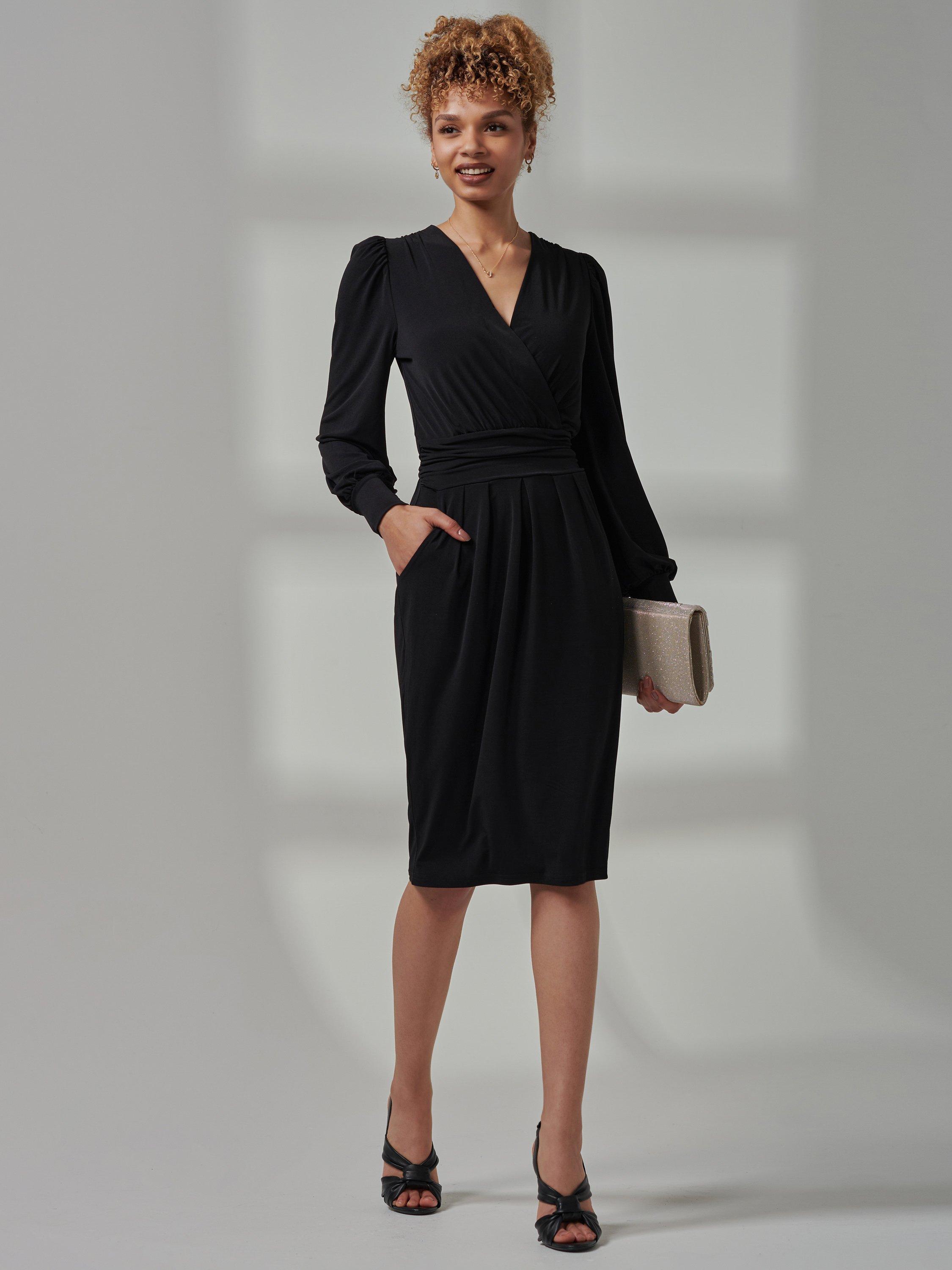Product image 1 of 6, which shows Jolie Moi Kinslee Long Sleeve Pegged Dress, Black, 8