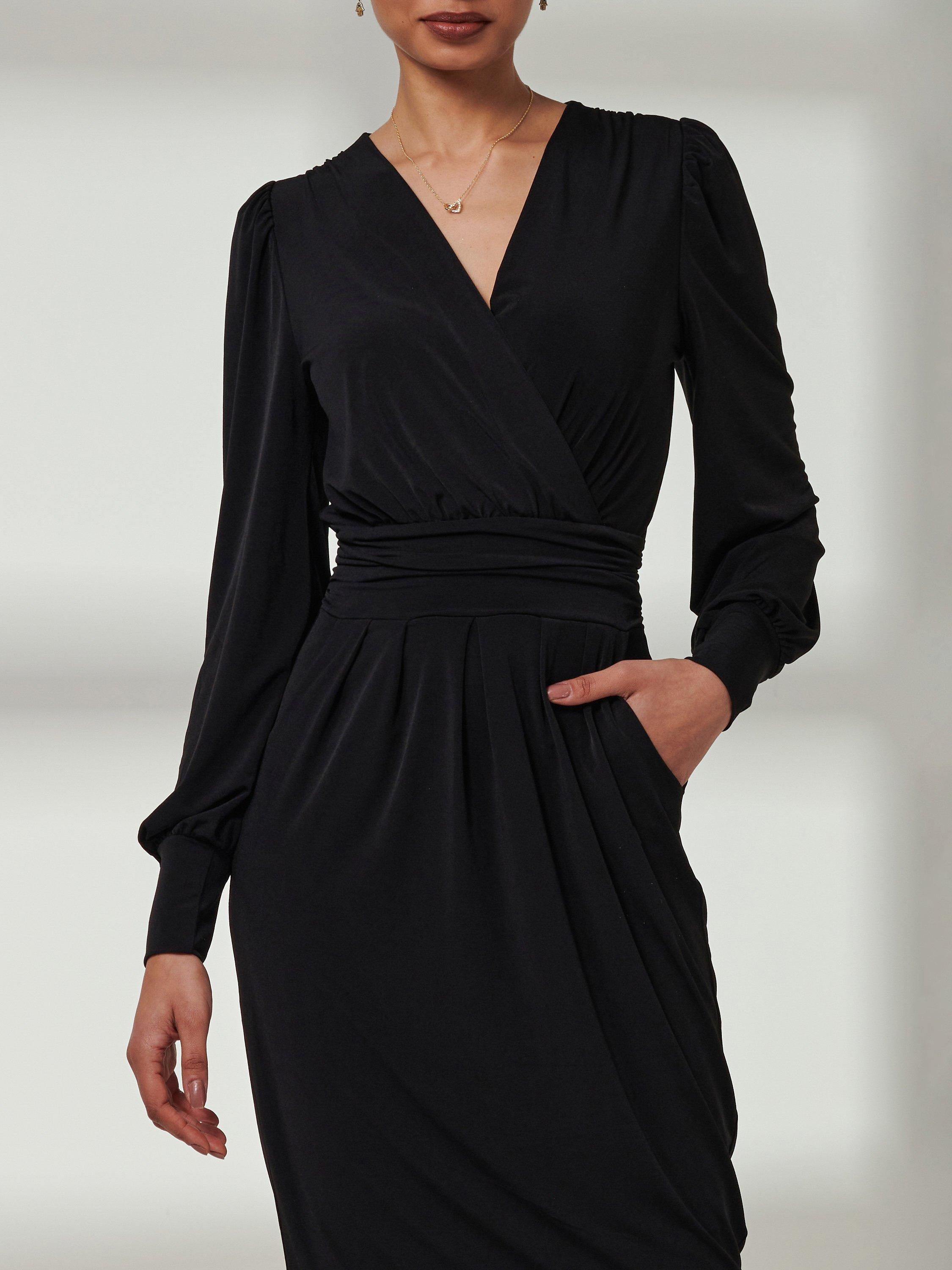 Product image 3 of 6, which shows Jolie Moi Kinslee Long Sleeve Pegged Dress, Black, 8