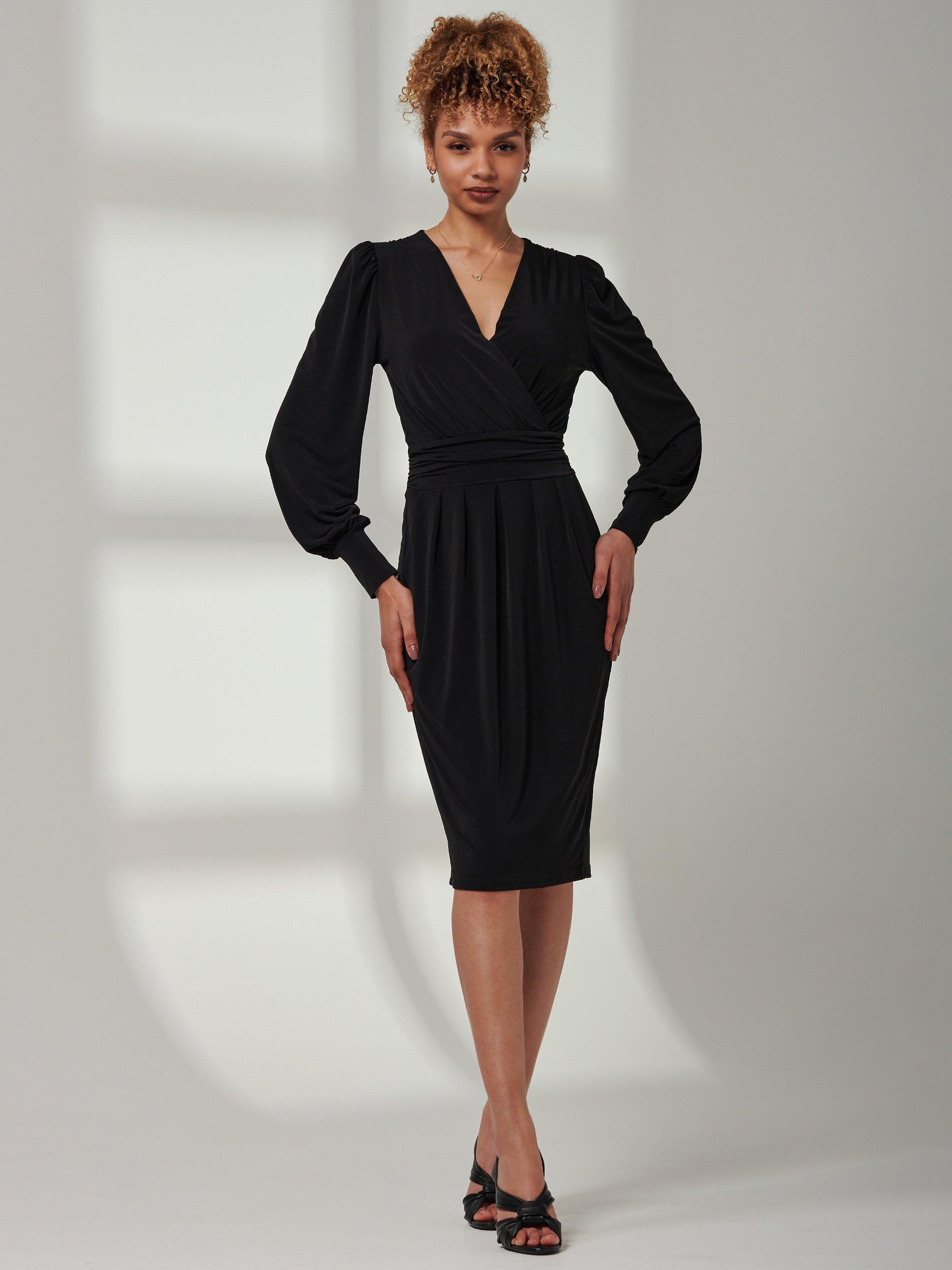 Product image 5 of 6, which shows Jolie Moi Kinslee Long Sleeve Pegged Dress, Black, 8