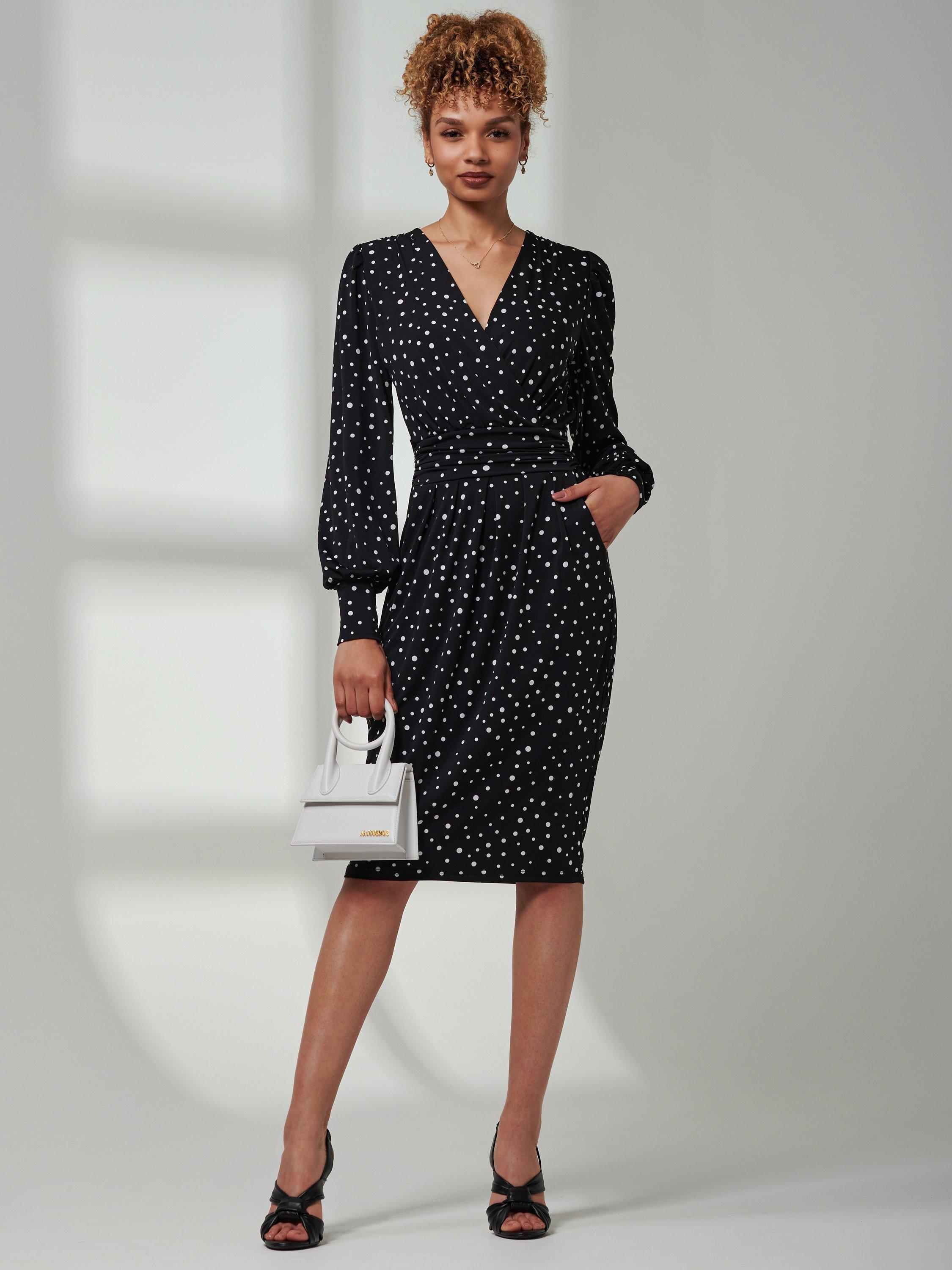 Jolie Moi Gwen Spot Dress, Black