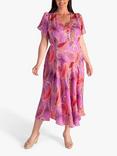 chesca Paisley Print Midi Dress, Pink/Multi