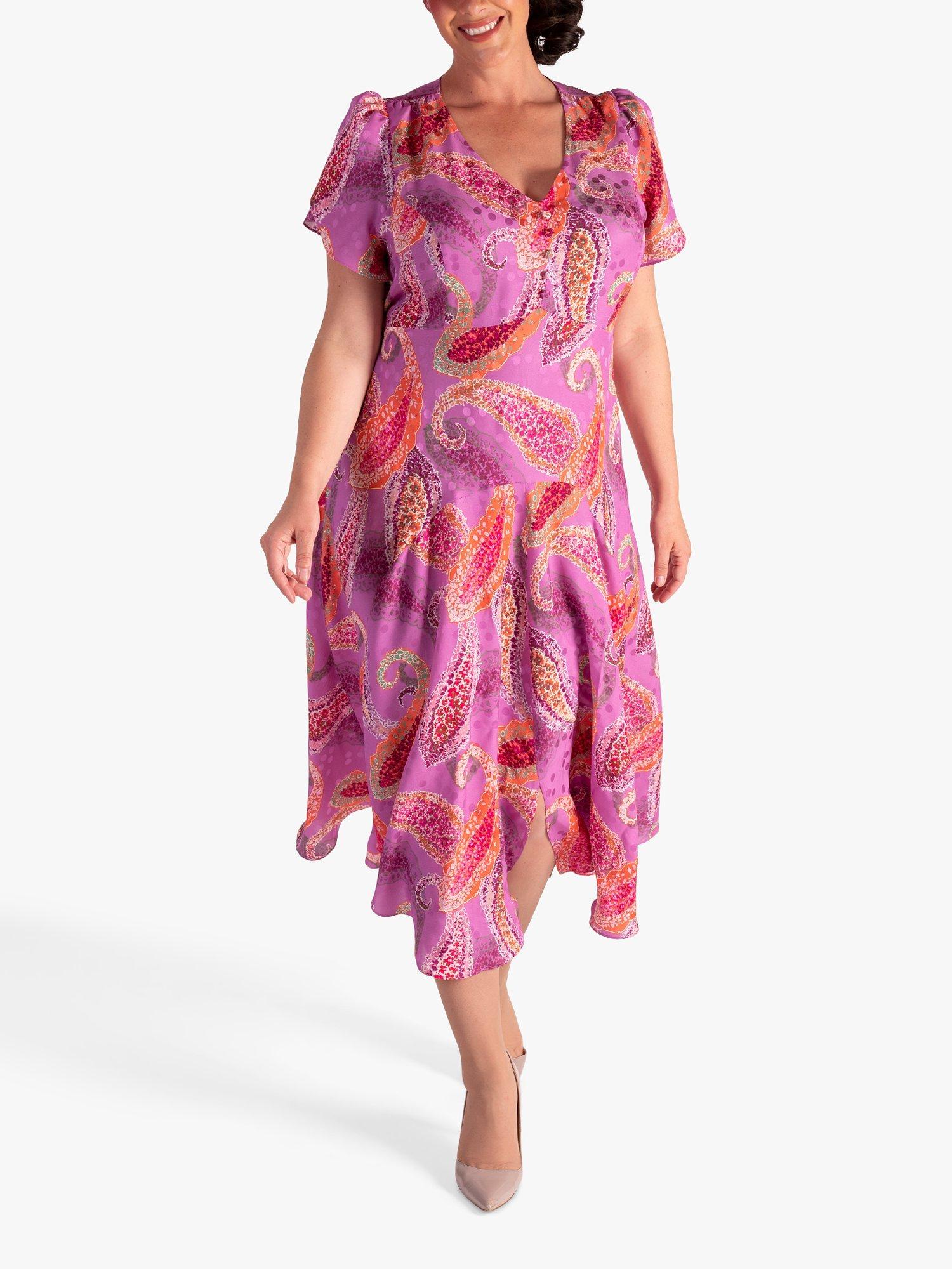 Product image 4 of 6, which shows chesca Paisley Print Midi Dress, Pink/Multi, 12-14