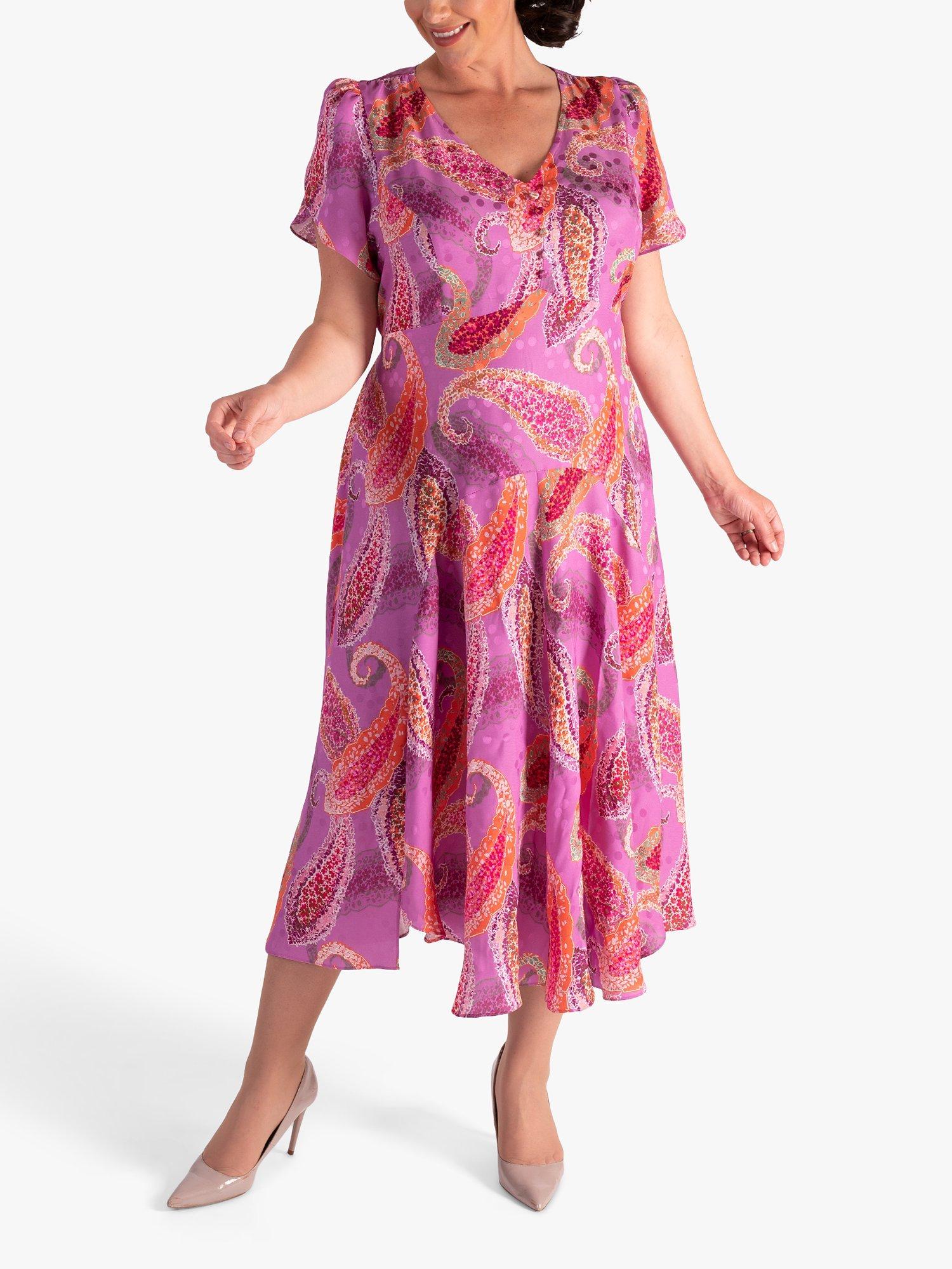 Product image 5 of 6, which shows chesca Paisley Print Midi Dress, Pink/Multi, 12-14