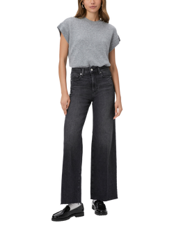 PAIGE Anessa Wide Leg Jeans, Viper Black Distress, Viper Black Distress