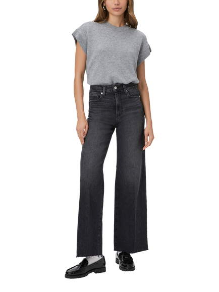 PAIGE Anessa Wide Leg Jeans, Viper Black Distress, Viper Black Distress