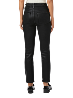PAIGE Cindy High Rise Straight Leg Faux Leather Jeans, Black Fog, Black Fog