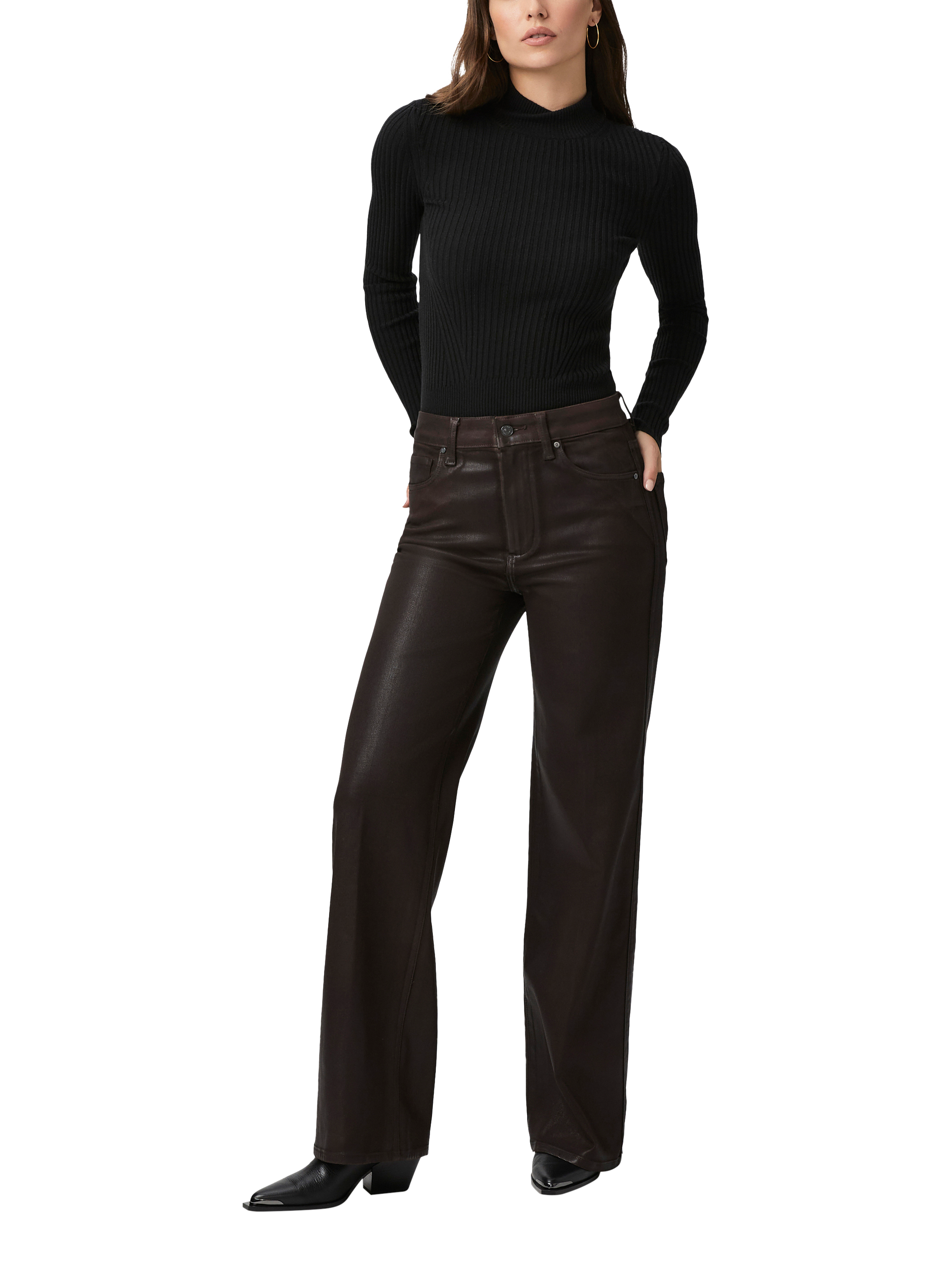 PAIGE Sasha Wide Leg Jeans, Chicory Coffee