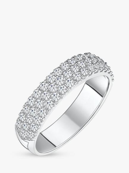 Jools by Jenny Brown Pave Cubic Zirconia Half Eternity Ring, Silver, Silver