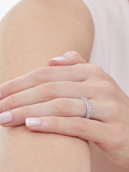Jools by Jenny Brown Pave Cubic Zirconia Half Eternity Ring, Silver - view 2, Silver