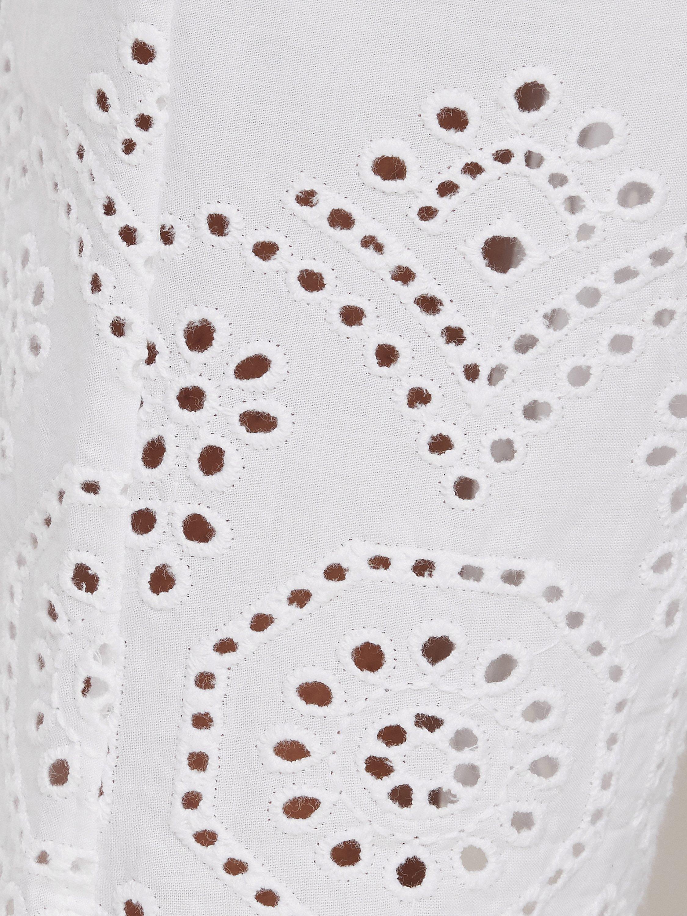 Product image 5 of 5, which shows Jigsaw Broderie Anglaise Trousers, White, XS