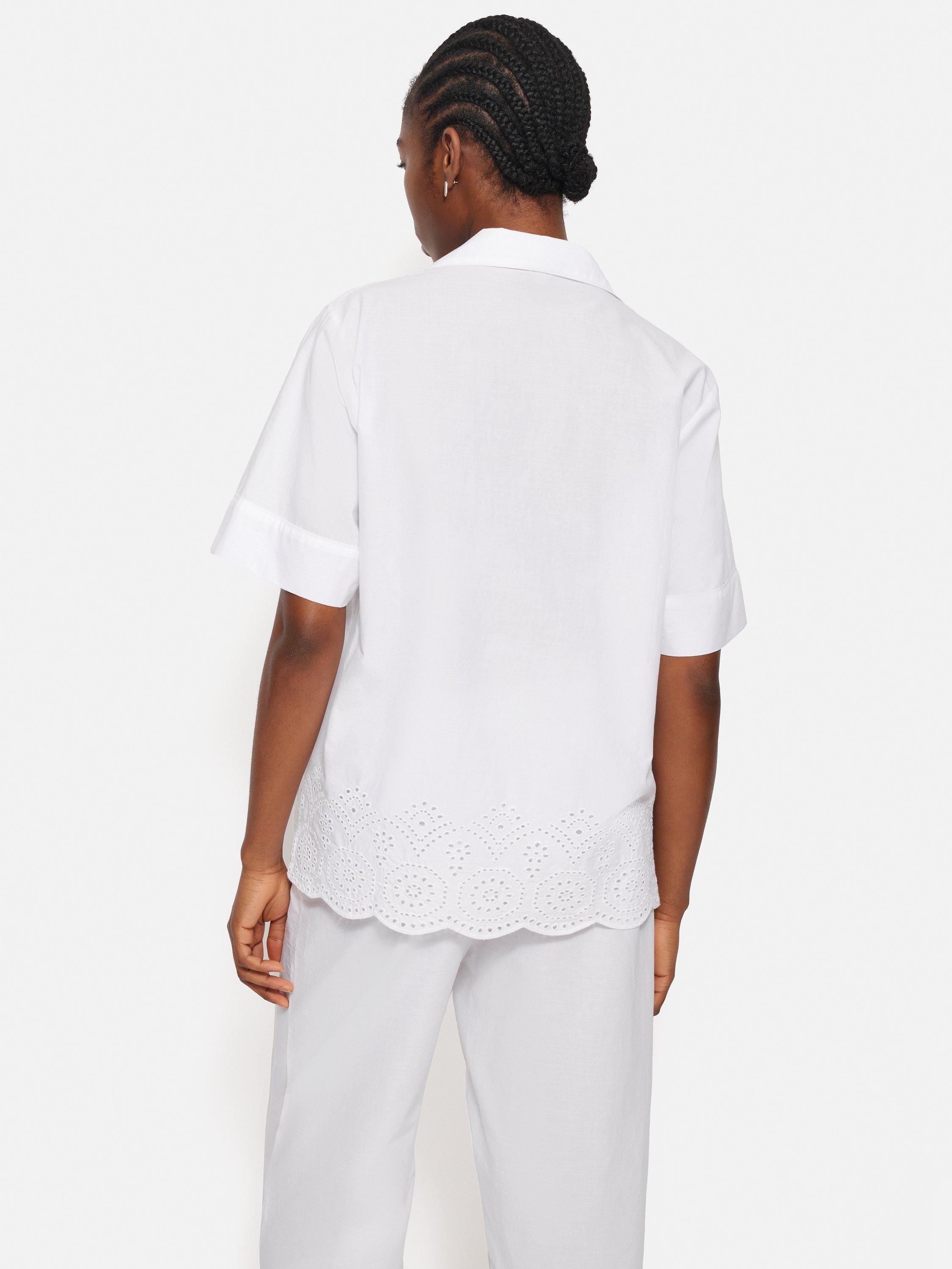 Product image 2 of 7, which shows Jigsaw Broderie Anglaise Top, White, XS