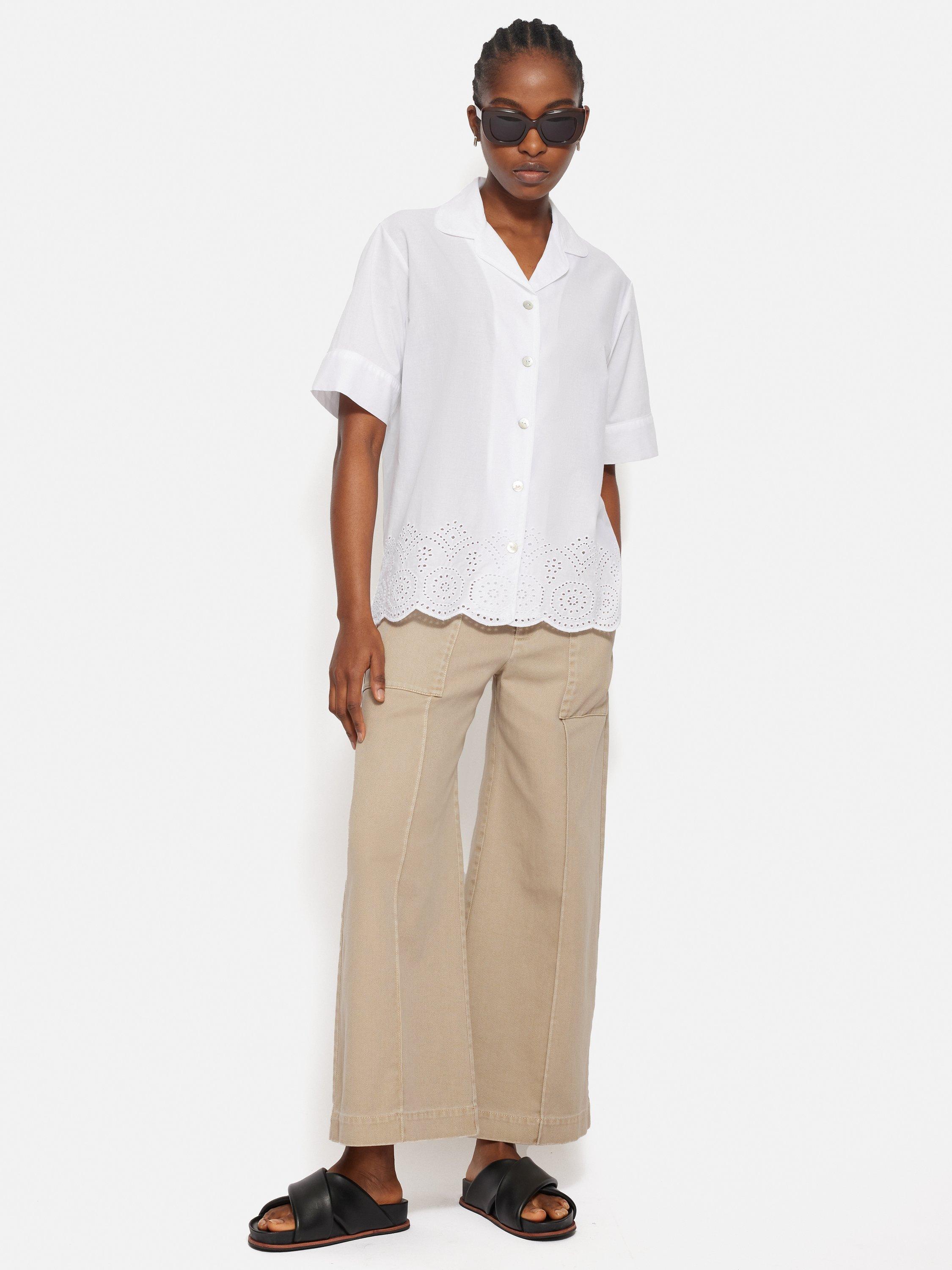 Product image 5 of 7, which shows Jigsaw Broderie Anglaise Top, White, XS