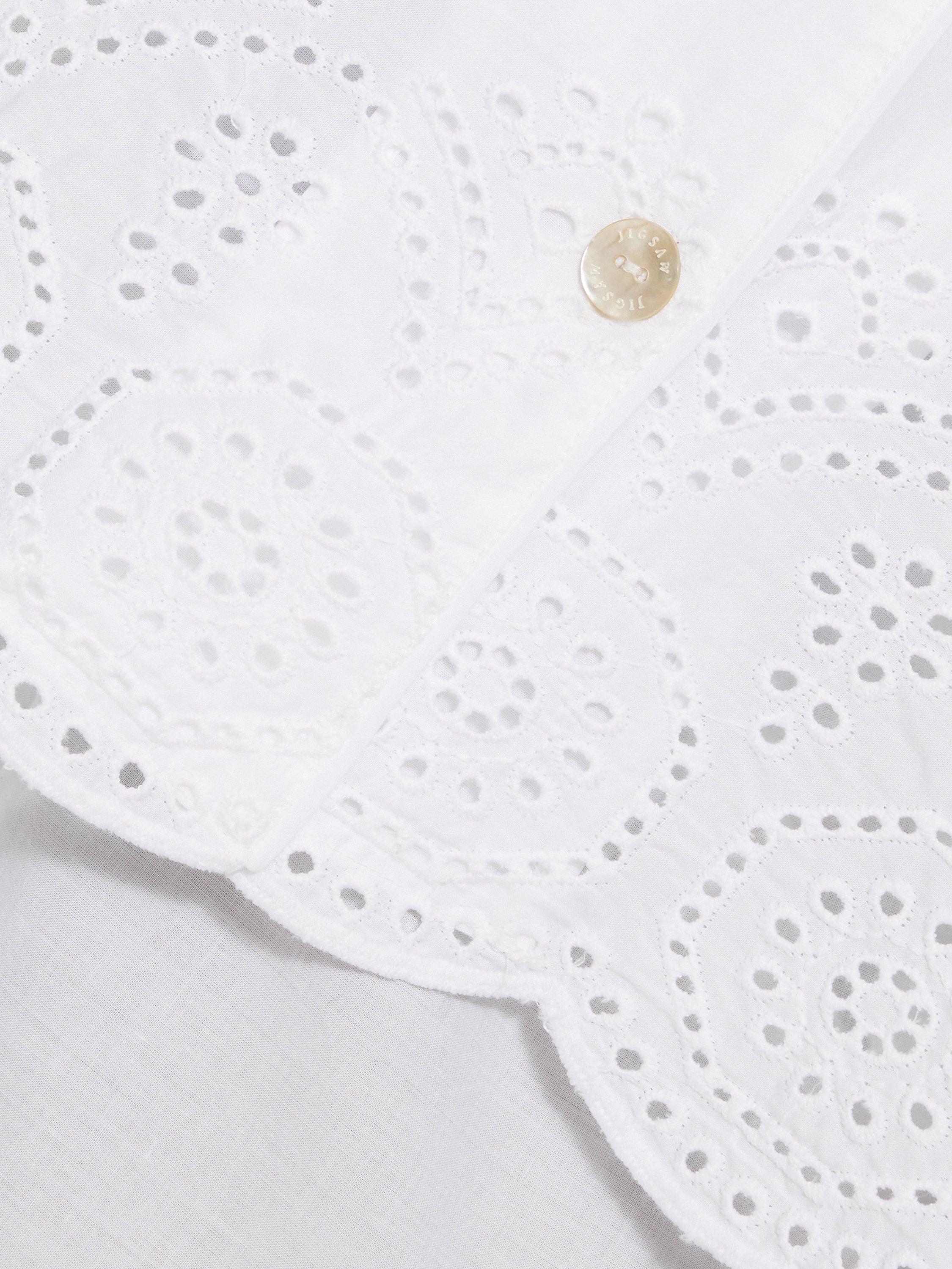 Product image 6 of 7, which shows Jigsaw Broderie Anglaise Top, White, XS