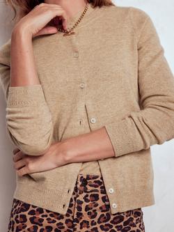 Boden Eva Cashmere Crew Cardigan, Chinchilla