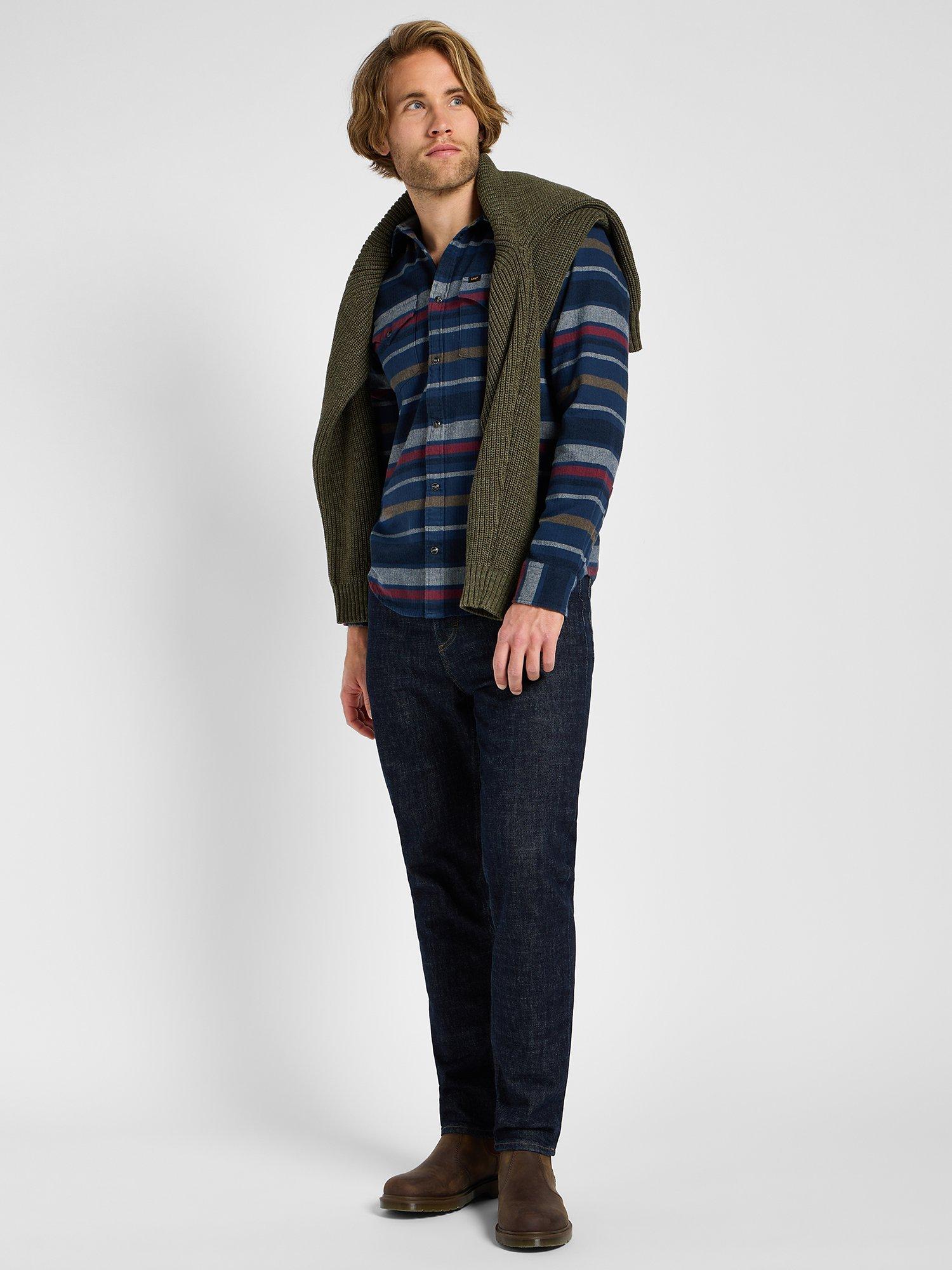 Lee Clean Western Stripe Cotton Shirt, Indigo/Multi