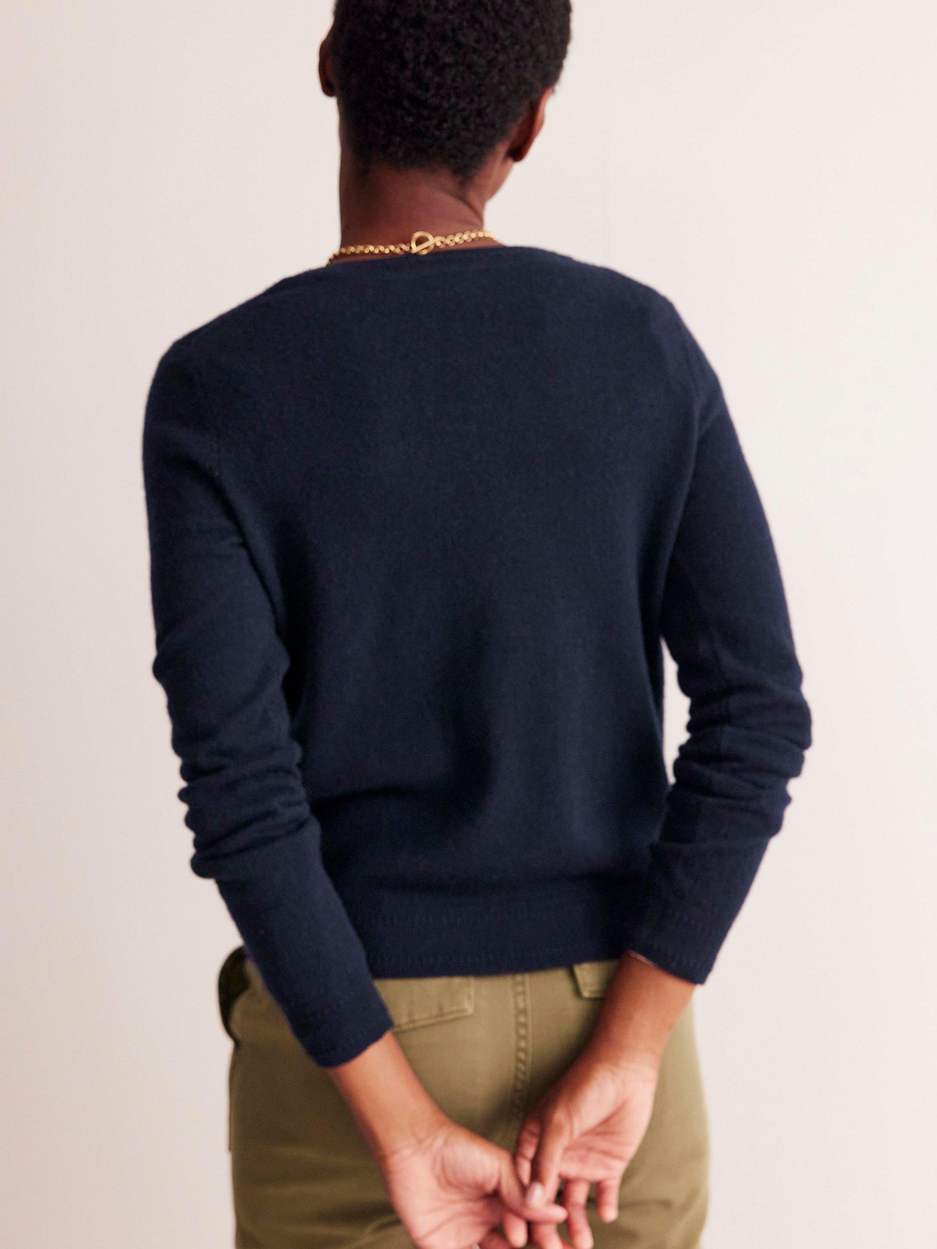 Product image 3 of 6, which shows Boden Eva Cashmere Crew Neck Jumper, Navy, XS