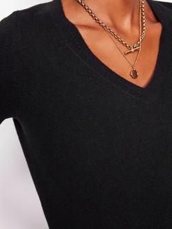 Boden Eva Cashmere V-Neck Jumper, Black - view 2, Black