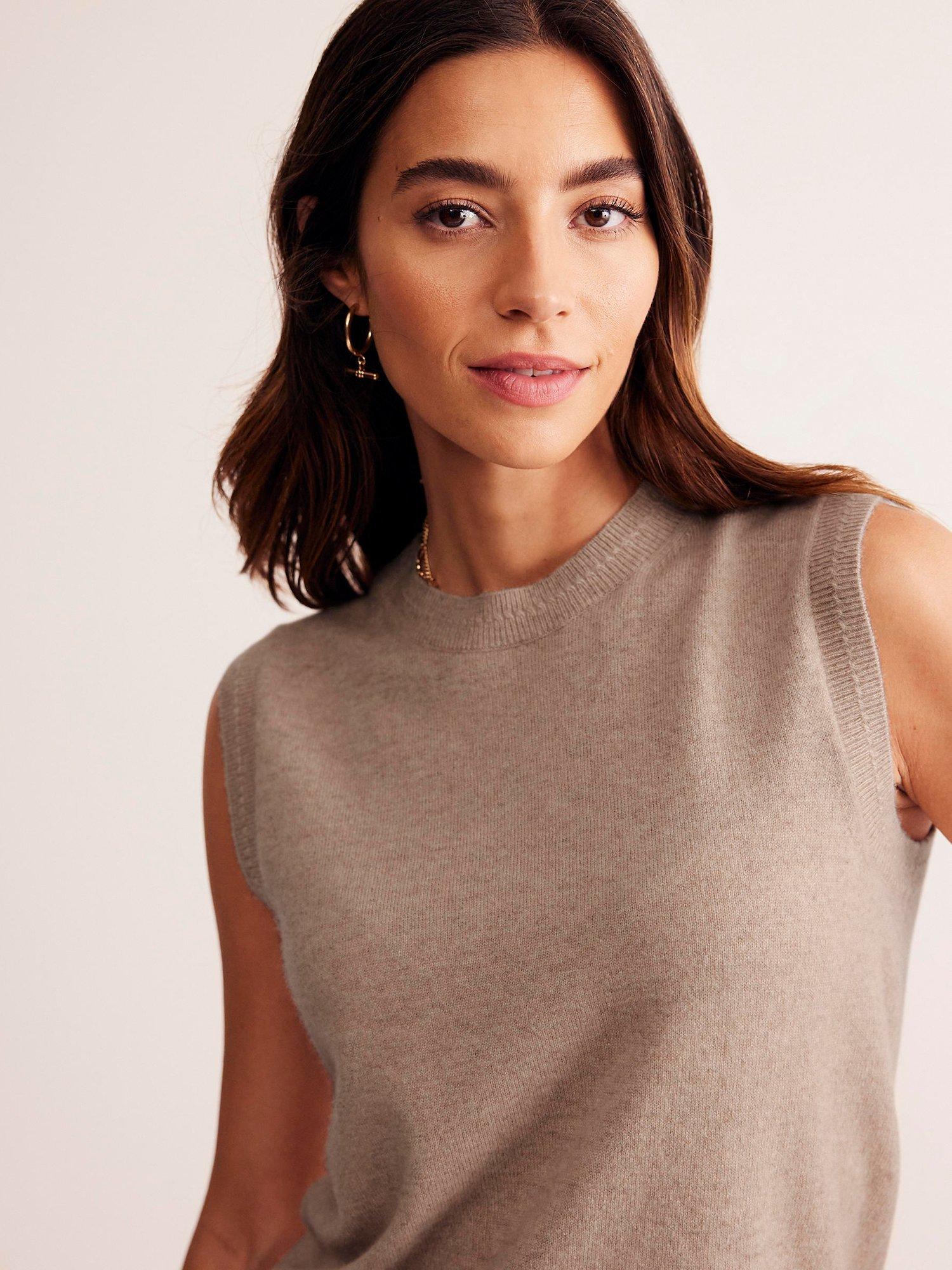 Product image 2 of 6, which shows Boden Eva Cashmere Tank Top, Chinchilla Melange, XS