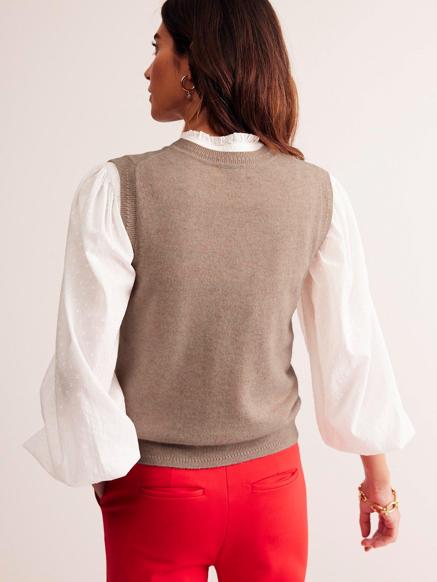 Product image 3 of 6, which shows Boden Eva Cashmere Tank Top, Chinchilla Melange, XS
