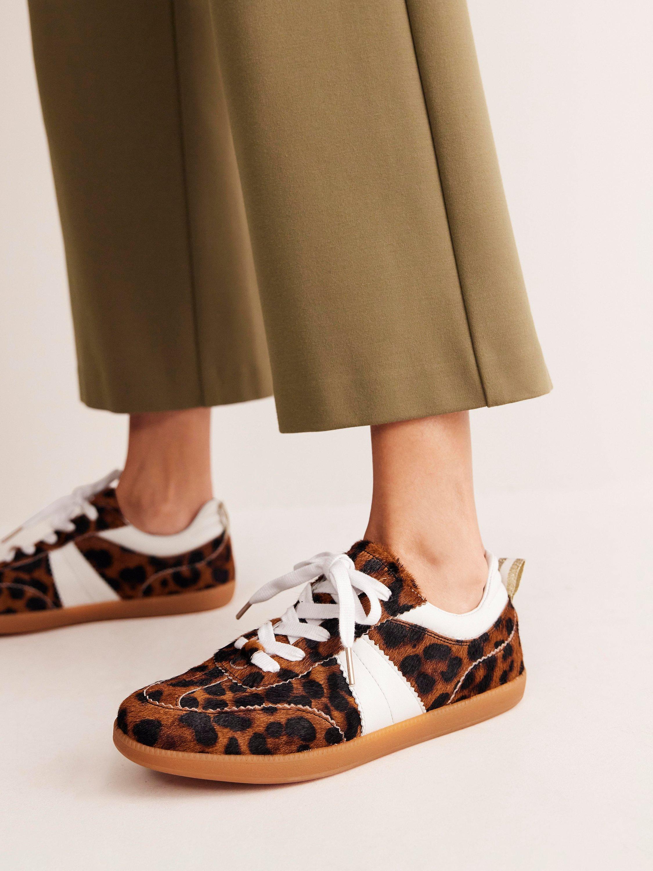 Product image 2 of 5, which shows Boden Erin Retro Tennis Trainers, Dark Classic Leopard, 5