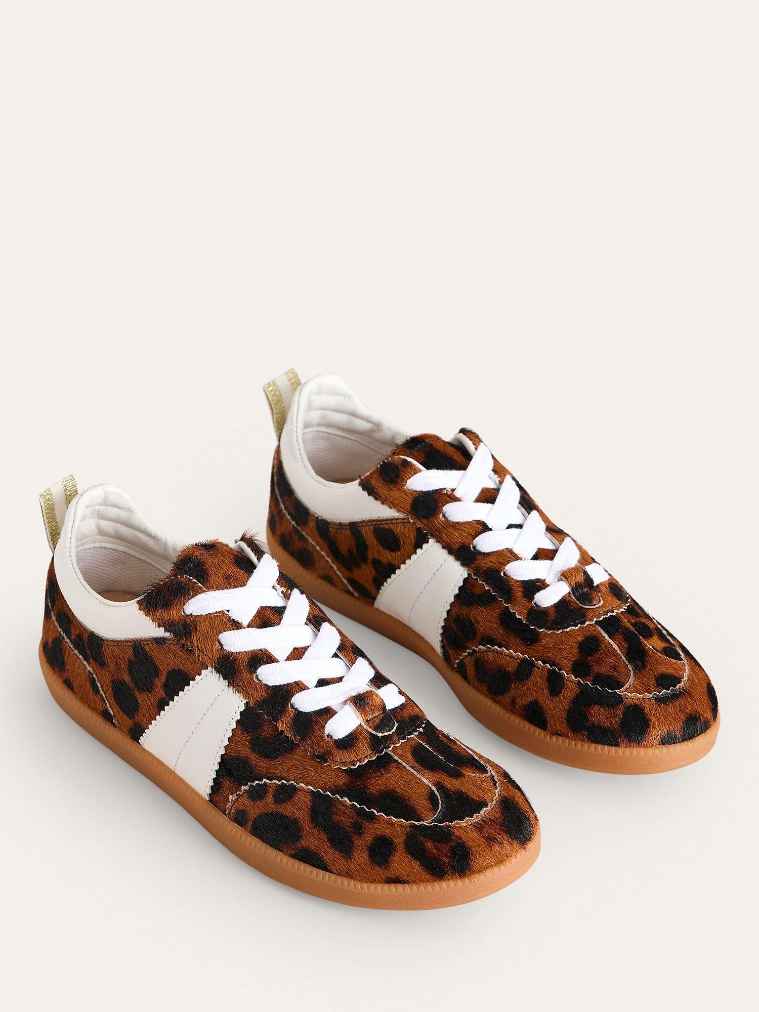 Product image 3 of 5, which shows Boden Erin Retro Tennis Trainers, Dark Classic Leopard, 5