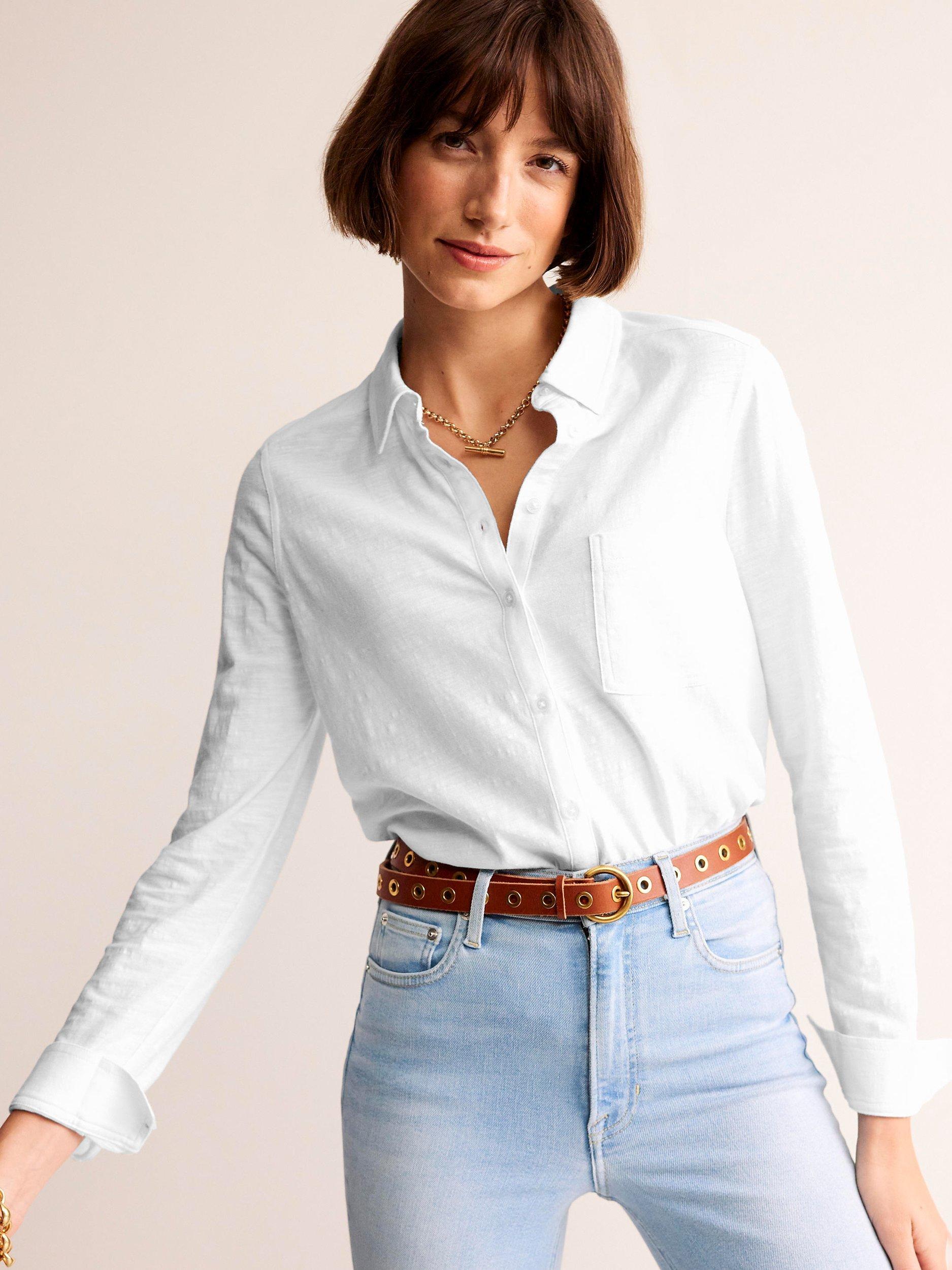Boden Amelia Jersey Shirt, White