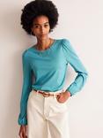 Boden Super Soft Puff Shoulder Top, Blue Grass