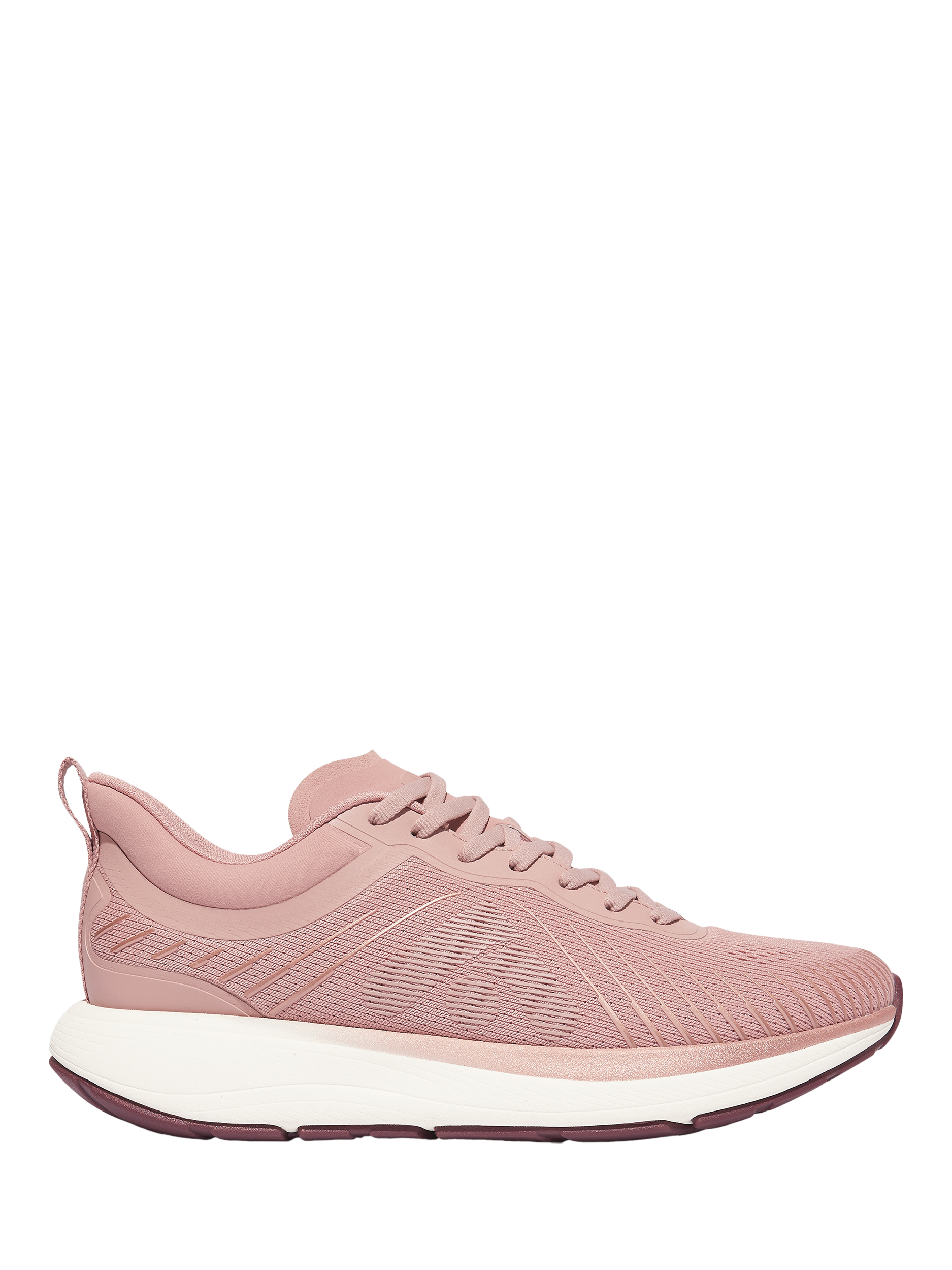 Product image 1 of 4, which shows FitFlop FF Runner Metallic Detail Mesh Sports Trainers, Dusky Pink, 3