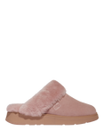 FitFlop Shearling Collar Suede Slippers, Dusky Pink