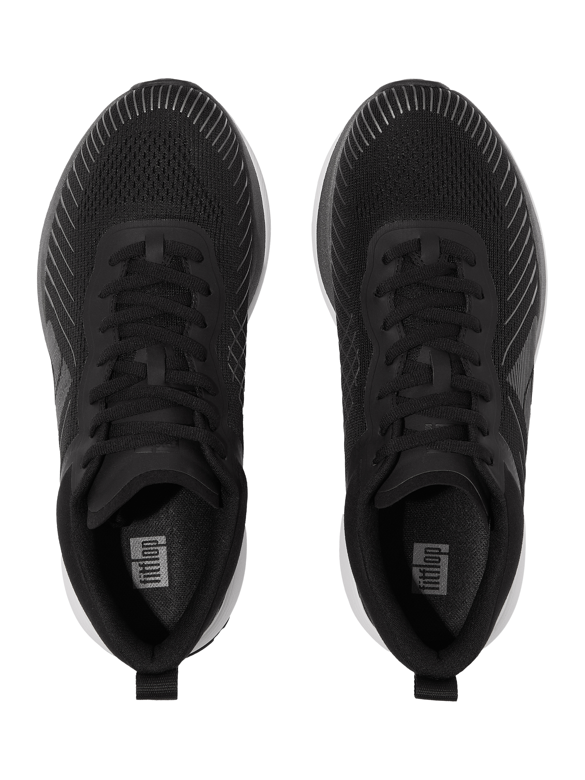Product image 4 of 4, which shows FitFlop FF Runner Metallic Detail Mesh Sports Trainers, Black, 3
